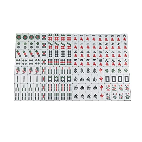 XXZY Chinesisches Mahjong-Kristall-Acrylmaterial, Mahjong, 144 Fliesen, klassisches tragbares Mah Jong-Spielset für chinesischen Stil (Farbe: Weiß, Größe: 30#) von BDPP