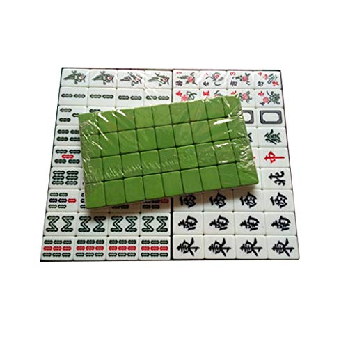 XXZY Chinesisches Mahjong-Spielset, professionell, 144 Fliesen, klassisch, Mahjong, tragbar, leicht, mit 3 Würfeln und Windanzeige (Farbe: Grün) von BDPP