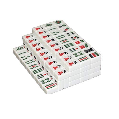 XXZY Mahjong tragbares chinesisches Mahjong-Set mit 144 Fliesen für Mahjong-Touristenheim im chinesischen Stil, klassisches Mah Jongg-Spielset Mahjong (Farbe: Weiß) von BDPP
