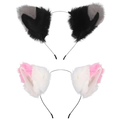 BDSHUNBF 2 Stück Wolf Haarreif, Fuchs-Kostüm-Stirnband, Katzenohren Damen, Fuchs Wolf Ohren, Accessoire für Cosplay Karneval Halloween-Zubehör Bühnenshow BDSHUNBF 2 Stück Wolf Haarreif, Fuchs-Kostüm-Stirnband, Katzenohren Damen, Fuchs Wolf Ohren, Accessoire für Cosplay Karneval Halloween-Zubehör Bühnenshow von BDSHUNBF