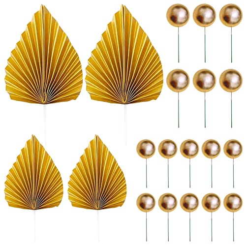 BDSHUNBF 24 Stück Palmblatt Fächer Tortendeko,Palme Papier Kuchenaufsatz With Kuchen Deko Goldene Kugeln,Cupcake Topper für Geburtstag, Hochzeit, Party Dekorationen BDSHUNBF 24 Stück Palmblatt Fächer Tortendeko,Palme Papier Kuchenaufsatz With Kuchen Deko Goldene Kugeln,Cupcake Topper für Geburtstag, Hochzeit, Party Dekorationen von BDSHUNBF