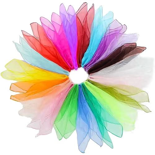BDSHUNBF 20 Stück Square Jongliertücher, Bunte Tücher Bunte Chiffontücher für Tanzen, Jonglieren, Sensorisches, Tanztücher, Aktivitäten Zubehör Dekoration Schals für Kinder, 60 x 60cm Bunte Tücher BDSHUNBF 20 Stück Square Jongliertücher, Bunte Tücher Bunte Chiffontücher für Tanzen, Jonglieren, Sensorisches, Tanztücher, Aktivitäten Zubehör Dekoration Schals für Kinder, 60 x 60cm Bunte Tücher von BDSHUNBF