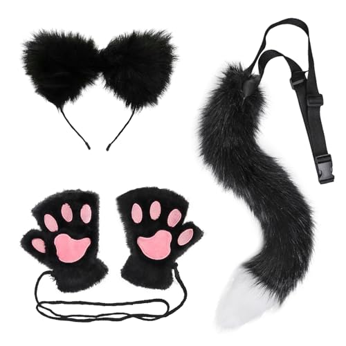 BDSHUNBF 3-Teiliges Fuchs Erwachsene Kostuem, inklusive Flauschige Krallenhandschuhe, Schwarzer Fuchsohren, Fuchsschwanz, für Fasching, Cosplay, Halloween, Zubehör, Kostüm, Bühnenshow BDSHUNBF 3-Teiliges Fuchs Erwachsene Kostuem, inklusive Flauschige Krallenhandschuhe, Schwarzer Fuchsohren, Fuchsschwanz, für Fasching, Cosplay, Halloween, Zubehör, Kostüm, Bühnenshow von BDSHUNBF