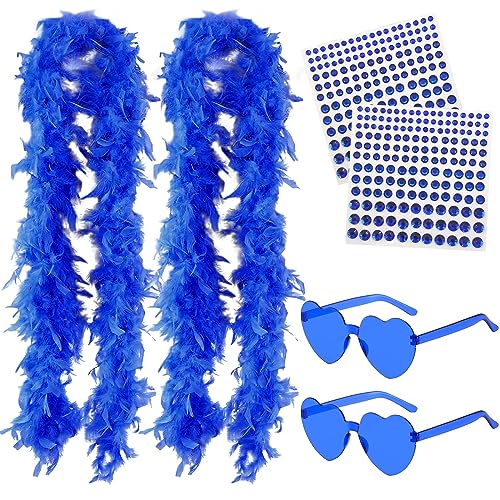 BDSHUNBF 4 Stück Federboa, Feder Boas, mit Herzförmigen Randlosen Sonnenbrillen, für Kostüm- und Bastelzubehör, für Cosplay, Halloween, Weihnachten, Kostümparty für Mädchen BDSHUNBF 4 Stück Federboa, Feder Boas, mit Herzförmigen Randlosen Sonnenbrillen, für Kostüm- und Bastelzubehör, für Cosplay, Halloween, Weihnachten, Kostümparty für Mädchen von BDSHUNBF