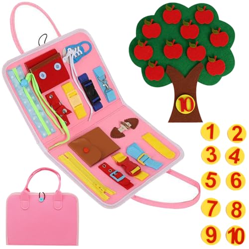 BDSHUNBF Busy Board, Activity Board Montessori Spielzeug ab 1 2 3 4 Jahre, Sensorik Spielzeug Baby Motorikspielzeug, Reise Spielzeug, Sensorisches Lernspielzeug, Geschenk für Mädchen Baby von BDSHUNBF