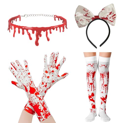 BDSHUNBF Halloween Kostüm Damen, Horror Overknee Strümpfe Handschuhe, für Halloween Karneval Cosplay Kostüm Zubehör BDSHUNBF Halloween Kostüm Damen, Horror Overknee Strümpfe Handschuhe, für Halloween Karneval Cosplay Kostüm Zubehör von BDSHUNBF