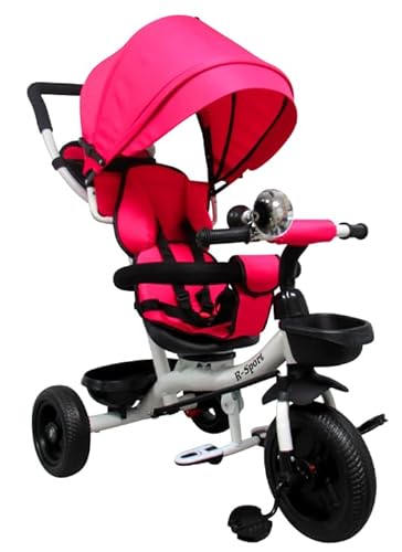 BDW Kinderdreirad mit Verdeck, 5-Punkt-Sicherheitsgurt, Lenkbarer Elterngriff, Vorder- und Hinterkorb, 1-6 Jahre (Rosa) von BDW