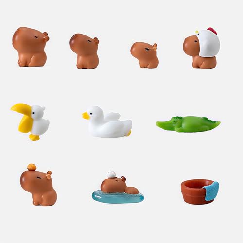 BDYLYS Mini Capybara aus Kunstharz Wasserschwein & Krokodil Figurenset Figuren Tortendekoration – Niedliche Wasserschwein Deko für Torten, Bonsai, Miniaturlandschaften (10pcs) BDYLYS Mini Capybara aus Kunstharz Wasserschwein & Krokodil Figurenset Figuren Tortendekoration – Niedliche Wasserschwein Deko für Torten, Bonsai, Miniaturlandschaften (10pcs) von BDYLYS