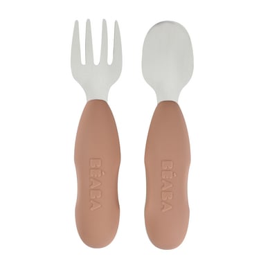 BEABA® Lernbesteck 2er Set aus Edelstahl in Pralin von Beaba