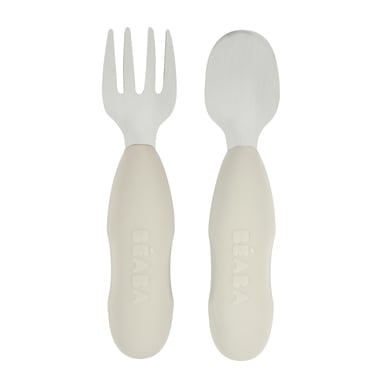 BEABA® Lernbesteck 2er Set aus Edelstahl in velvet grau von Beaba