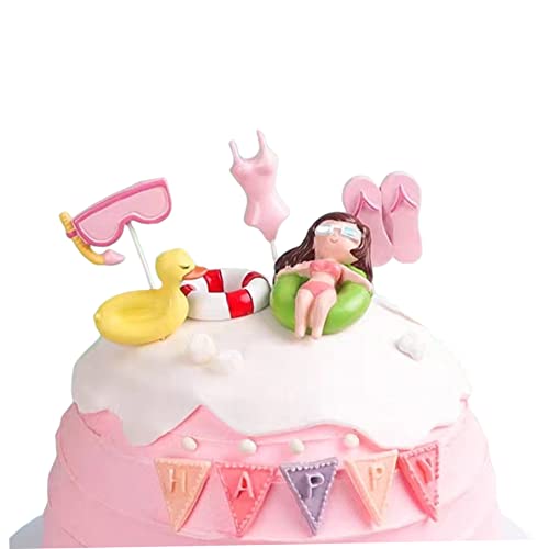 6PCS Summer Cake Topper Schwimmbad Kuchen Dekoration Beach Toppers Hawaiian Beach Themeed Dekoration für Geburtstagsfeier, Sommertopper von BEAHING