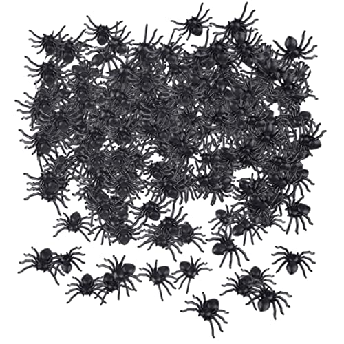 BEAHING Halloween Mini gefälschte Spinnen Plastik Realistische Spinnen Streichprops für Spukhaus 300pcs, Mini gefälschte Spinnen von BEAHING