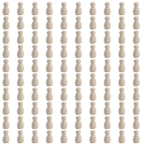 BEAHING Holzspielzeuge, 100pcs Peg Dolls 3/4x2 Zoll unvollendete Holzpuppenhaus Menschen süße Leere Puppen für DIY -Kunsthandwerk, Malerei und Wohnungsbaudekor, Menschen Figuren von BEAHING