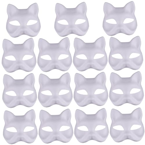 BEAHING Katzenmasken, Katzenmaske 15pcs Halbfuchsmaske weiße Therian DIY Lackierbare leere Maskerade -Masken für Home Holloween, Maskerade -Party, Cosplay BEAHING Katzenmasken, Katzenmaske 15pcs Halbfuchsmaske weiße Therian DIY Lackierbare leere Maskerade -Masken für Home Holloween, Maskerade -Party, Cosplay von BEAHING