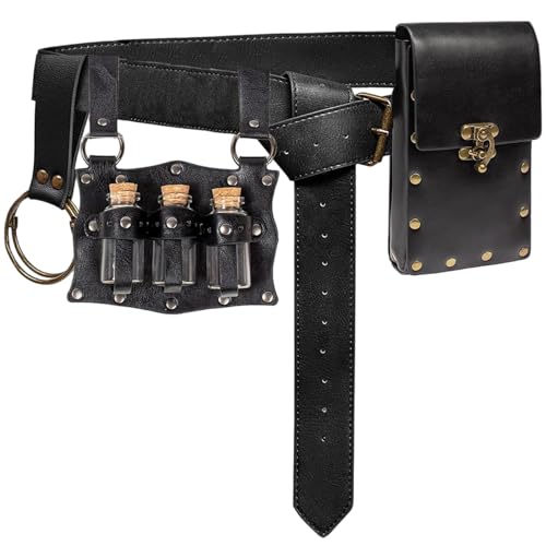BEAHING Renaissance -Gürtelbeutel, Renaissance -Gürtelbeutel, einstellbare Vintage -Leder -Mittelalter mit für Halloween Cosplay -Kostüm -Accessorie von BEAHING