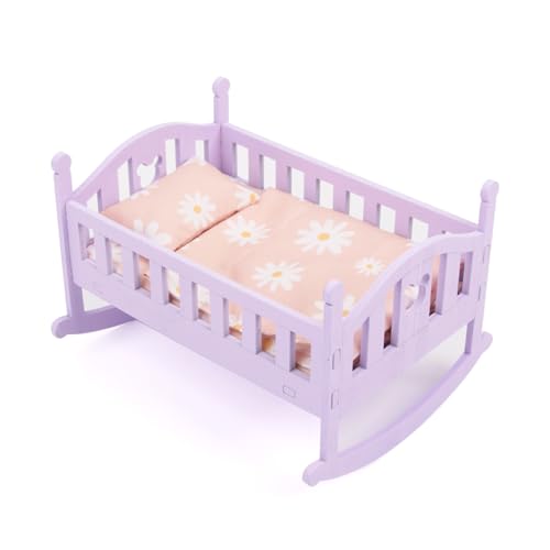 BEAHING Babypuppenbett, Babypuppenkrippe, Holzbabypuppenbett Set große Amplitude Schwingende Designpuppenbett, Puppenbett mit Puppenbettwäsche Set für Kinder tun Spielspielzeug, lila, Puppenbett BEAHING Babypuppenbett, Babypuppenkrippe, Holzbabypuppenbett Set große Amplitude Schwingende Designpuppenbett, Puppenbett mit Puppenbettwäsche Set für Kinder tun Spielspielzeug, lila, Puppenbett von BEAHING