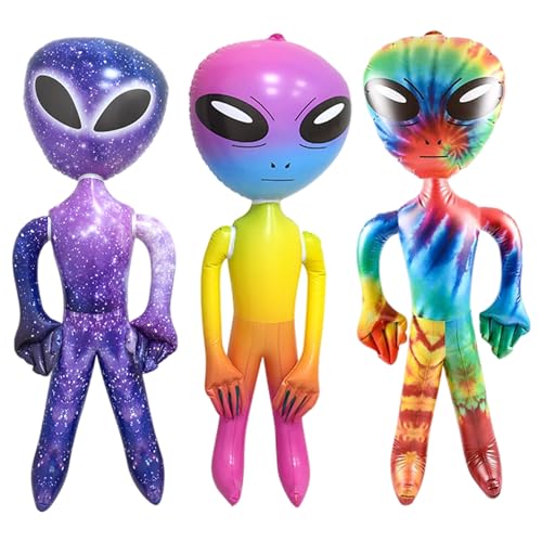 Blow up Alien, aufblasbare Alien 3PCS 63 Zoll Riesen PVC süße farbenfrohe Blow -Up Alie für Geburtstagsfeier Gefällt mir Halloween -Dekorationen von BEAHING