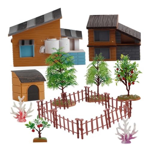 Farmhouse Model Set Simulation Farmhouse Szene Model Kinderpuppenhaus Spielzeugzubehör, Bauernhausmodell Set von BEAHING