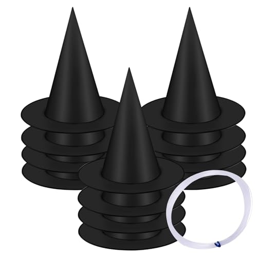 Hexenhut, Halloween Hexenhut, 12pcs hängen Halloween Hexenhüte Klappbare Zaubererhut mit 1 Roll Nylon Schnur wiederverwendbares schwarzes Hexenhut schwimmendem Hexendekor für Gartendecke Halloween De Hexenhut, Halloween Hexenhut, 12pcs hängen Halloween Hexenhüte Klappbare Zaubererhut mit 1 Roll Nylon Schnur wiederverwendbares schwarzes Hexenhut schwimmendem Hexendekor für Gartendecke Halloween De von BEAHING