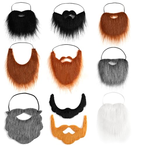 Schnurrbart, Bart, 10 Prozent Selbstklebender lustiger Schnurrbärte mit Gummiband, Polyester -Schnurrbartkostüm für Halloween -Weihnachtsmasquerade -Accessoires für Urlaubsdekoration von BEAHING