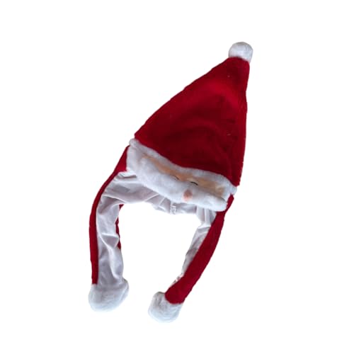 BEALIFE Beweglicher Bart Sprunghut, niedlicher Plüsch Weihnachtsmann, Weihnachtsspielzeug Kappe, Party, Cosplay, dekorative Kopfbedeckung für Erwachsene, Mädchen, Jungen von BEALIFE