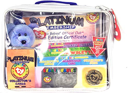 Ty - Beanie-Club Platinum Tasche - mit exclusiven Bär/Teddy blau - Collector Beanie Coin & Collector Cards inklusive von BEANIE BABIES