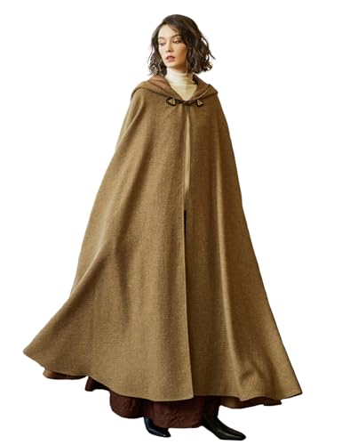 BEAUTELICATE Mittelalter Umhang mit Kapuze Damen Herren Retro Unisex Wollmischung Umhang Cape Lange für Hobbit Kostüm Larp Kleidung Wikinger Halloween Karneval Cosplay Kostüm BEAUTELICATE Mittelalter Umhang mit Kapuze Damen Herren Retro Unisex Wollmischung Umhang Cape Lange für Hobbit Kostüm Larp Kleidung Wikinger Halloween Karneval Cosplay Kostüm von BEAUTELICATE
