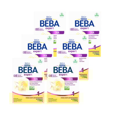 Nestlé BEBA Anfangsnahrung expert HA 1 von Geburt an 6x550 g Nestlé BEBA Anfangsnahrung expert HA 1 von Geburt an 6x550 g von Nestle Beba