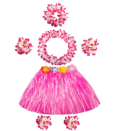 BEBAOVO Hawaiianisches Gras, Hula-Rock, Kostüm mit Blume, Stirnband, Halskette, Armbänder, Fußkettchen, für Halloween, Cosplay, Luau-Party, Strand, Hochzeit, Rosa BEBAOVO Hawaiianisches Gras, Hula-Rock, Kostüm mit Blume, Stirnband, Halskette, Armbänder, Fußkettchen, für Halloween, Cosplay, Luau-Party, Strand, Hochzeit, Rosa von BEBAOVO