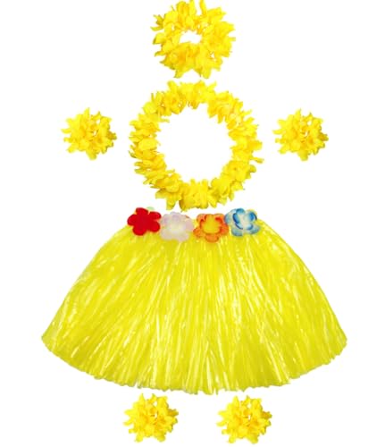 BEBAOVO Hawaiianisches Hula-Grasrock-Set mit Lei-Stirnband, Halskette, Armbändern und Fußkettchen, Strandhochzeit, Luau-Party-Kostüm, Halloween-Dekoration, Gelb BEBAOVO Hawaiianisches Hula-Grasrock-Set mit Lei-Stirnband, Halskette, Armbändern und Fußkettchen, Strandhochzeit, Luau-Party-Kostüm, Halloween-Dekoration, Gelb von BEBAOVO