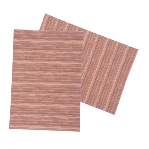 BEBEMOKO 2 Bögen Puppenhauszubehör Puppenhausboden Abziehen und Aufkleben Mini Floorboard Miniatur Bodenbelag Aufkleber Peel and Stick Puppenhaus Tapete Selbstklebendes Papier von BEBEMOKO