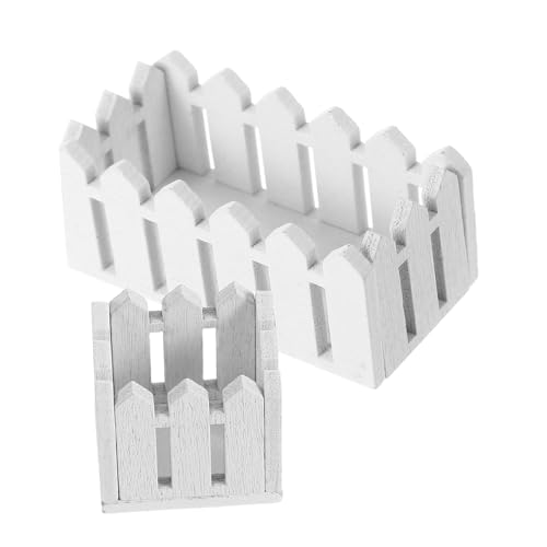 BEBEMOKO 2 Stück Miniatur-Gartenzaun Blumenkorb Ornament Kleine Blumenurne Blumenkorb für Blumenmädchen Puppenhaus Miniaturkorb Petite Blumenvase Blumenmädchenkorb Weiß Holz von BEBEMOKO
