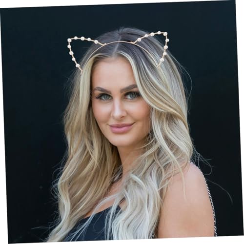 BEBEMOKO 2 Stück Pearl Katzenohren Stirnband Elegante Haarschmuck Accessoires für Damen und Mädchen mit Verspieltem Design für Cosplay Halloween Party von BEBEMOKO