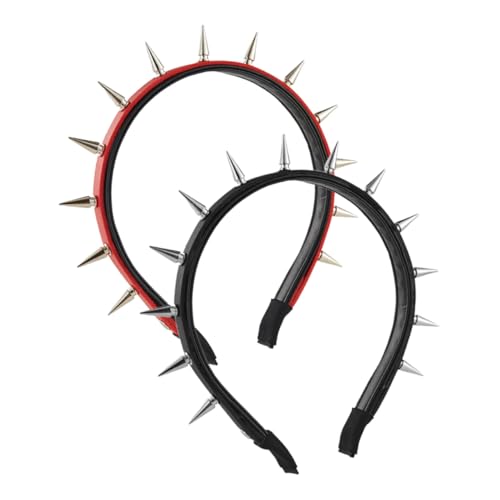 BEBEMOKO 2 Stück Punk Nieten Stirnband Spitzes Haarband für Frauen Mädchen Modisches Gothic Haaraccessoire Vielseitig Kombinierbar Schwarzes Rotes Design BEBEMOKO 2 Stück Punk Nieten Stirnband Spitzes Haarband für Frauen Mädchen Modisches Gothic Haaraccessoire Vielseitig Kombinierbar Schwarzes Rotes Design von BEBEMOKO