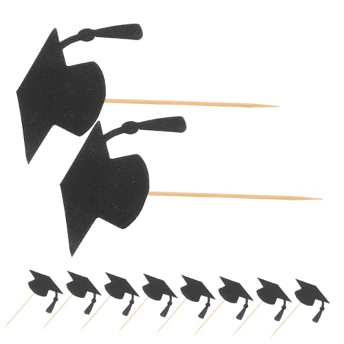 BEBEMOKO 24 Stück Teiliges Graduation Cupcake Topper Schwarze Doktorhut Kuchen Deko Einfach Einzufügen Kreative Abschlussfeier Dekoration für Graduation Season Party für Kuchen und Cupcakes von BEBEMOKO