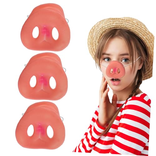 BEBEMOKO 3 Stück Teiliges Pig Nose aus Flexiblem Langlebigem Realistische Schweinsnase für Kostüm Cosplay und Party ca Vielseitig Einsetzbar für Karneval Maskerade Rollenspiele und von BEBEMOKO