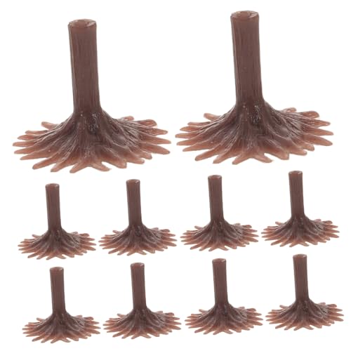 BEBEMOKO 50 Stück Modellbaumfüße Mikro-Landschaft Baum Zug Landschaft Modellierbäume Basis Miniaturbäume Basis Mikrolandschaft Sand Tisch Baum Stützbasis Modell Eisenbahn Landschaft Kunststoff Braun von BEBEMOKO