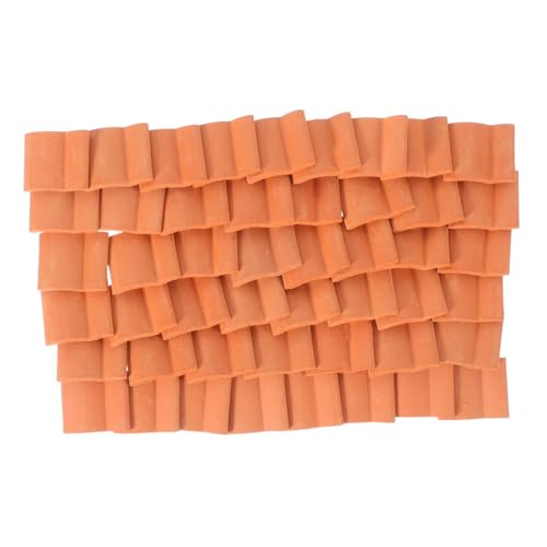 BEBEMOKO 50 Stück Puppenhaus Dachziegel Dachziegel Mini Haus Dekoration Orange Miniaturdachziegel Erde von BEBEMOKO