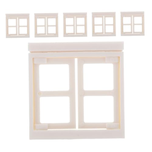 BEBEMOKO 6 Stück Kleine Masonspielzeug Miniaturmöbel Puppenhausdekorationen Fenster Für Häuser Miniaturhausmöbel Puppenhaus-miniaturfenster Winzige Fensterdekoration Plastik Weiß von BEBEMOKO