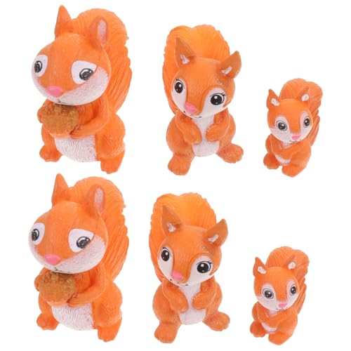 BEBEMOKO 6 Stück Teiliges Mini eichhörnchen Figuren Niedliche Tier Dekoration für Mikro landschaften Realistische Desktop Ornamente für Garten Balkon und Kinderzimmer von BEBEMOKO