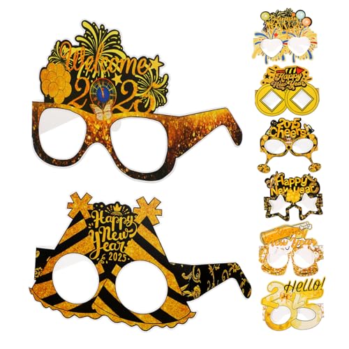 BEBEMOKO 8 Stück Party-requisiten Neujahrsdekorationen 2025 Brille Rave-brille Sonnenbrillen-gastgeschenke Jahre Lustige 2025-brillen Silvester Leuchten Gläser Blaulichtbrille Rund Papier BEBEMOKO 8 Stück Party-requisiten Neujahrsdekorationen 2025 Brille Rave-brille Sonnenbrillen-gastgeschenke Jahre Lustige 2025-brillen Silvester Leuchten Gläser Blaulichtbrille Rund Papier von BEBEMOKO