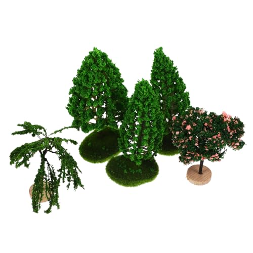 BEBEMOKO Miniatur-Gartenmodell-Baum, künstlicher Baum, Desktop-Miniatur-Pflanze, Palme, Dekoration, Mikro-Landschaftsdekorationen, Kunstrasen, Modellbäume für Diorama-Terrarium, Kunststoff, 5 Stück von BEBEMOKO