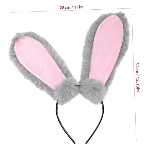BEBEMOKO Plüsch Hasenohren Haarreif Osterhasen Stirnband Cosplay Party Zubehör für Mädchen Damen Weicher Bunny Ohr Haarreif für Fotorequisiten und Karneval von BEBEMOKO