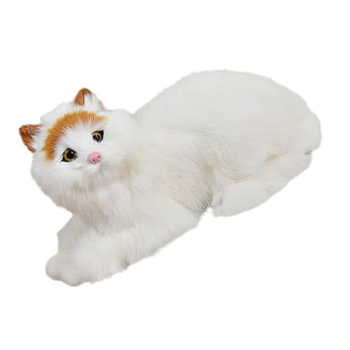 BEBEMOKO Plüsch-Katzenfigur, realistische Stofftier-Dekoration für Zuhause, Festivals und Partys, charmante Plüsch-Kätzchen-Verzierung für Tisch und Fenster von BEBEMOKO