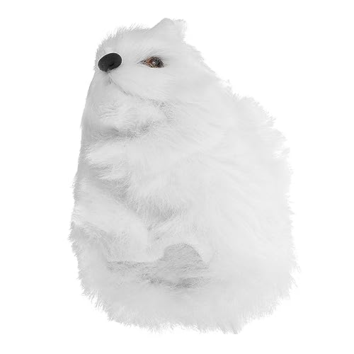BEBEMOKO Tierfigur Eichhörnchen Tierdeko Garten Tierdeko Realistische Kuscheltierfiguren Weicher Plüsch Klein Für Drinnen Tiermodell Deko Zubehör Tiere Weiße Wolle von BEBEMOKO