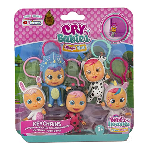 Cry Babies Magic Tears Schlüsselanhänger zur Überraschung Ihrer Mini Lieblingspuppen (7 cm) mit abnehmbarem Karabinerhaken für Rucksack und Schlüsselbefestigung + 3 Jahre von BEBÉS LLORONES LÁGRIMAS MÁGICAS