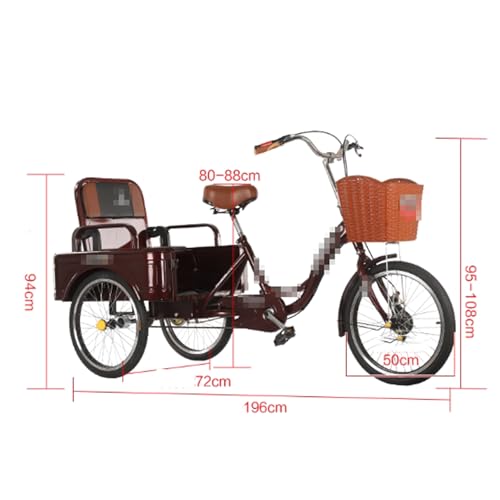 Erwachsenen-Dreirad, dreirädriger Cruising-Trike mit großem Einkaufskorb, 3-Rad-Cargo für Senioren A von BEDOIN