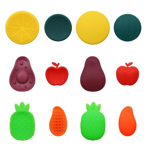 BEELUKY 12 Stück Fidget Toys Sensory Stones Obst Silikon Sensory Worry Stone Sensorische Steine Sensorik Spielzeug für Adhs Angst Autismus Kinder und Erwachsene Stressabbau Spielzeug von BEELUKY