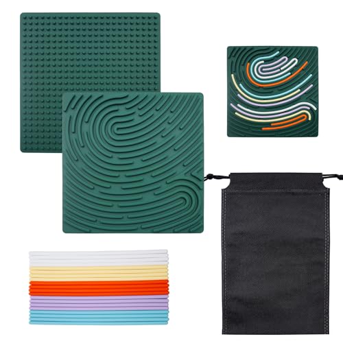 BEELUKY Sensorik Activity Board Quadrat Spielzeug Activity Board Sensorisches Aktivitätstafel Sensorik Spielzeug mit Reisetasche 20 Silikonstreifen für Kinder ab 3 Jahr Erwachsene Stressabbau von BEELUKY