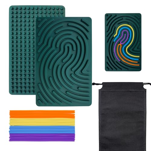 BEELUKY Sensorik Activity Board Spielzeug Activity Board Sensorisches Aktivitätstafel Sensorik Spielzeug mit Reisetasche 20 Silikonstreifen für Kinder ab 3 Jahr Erwachsene Stressabbau(Dark Green) von BEELUKY